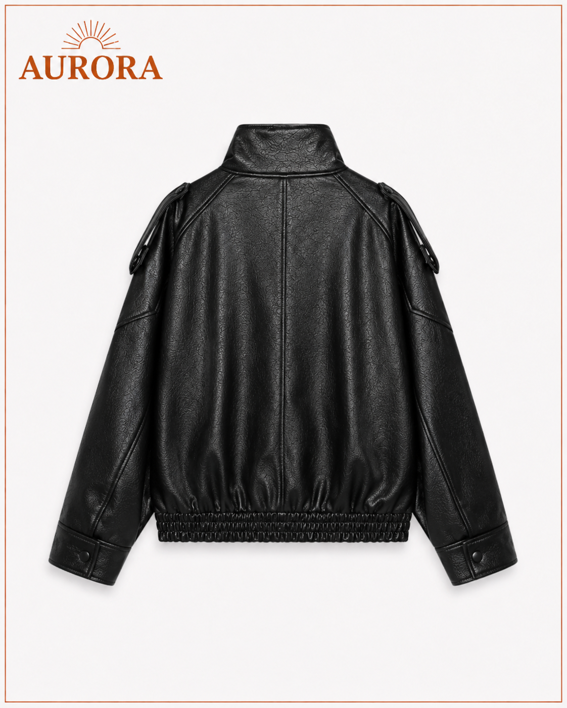 CHAQUETA BOMBER CUERINA MANGA LARGA AURORA NEGRO