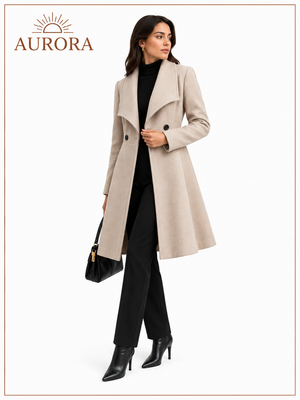 CHALECO ABRIGO DE LANA ELEGANTE AURORA BEIGE