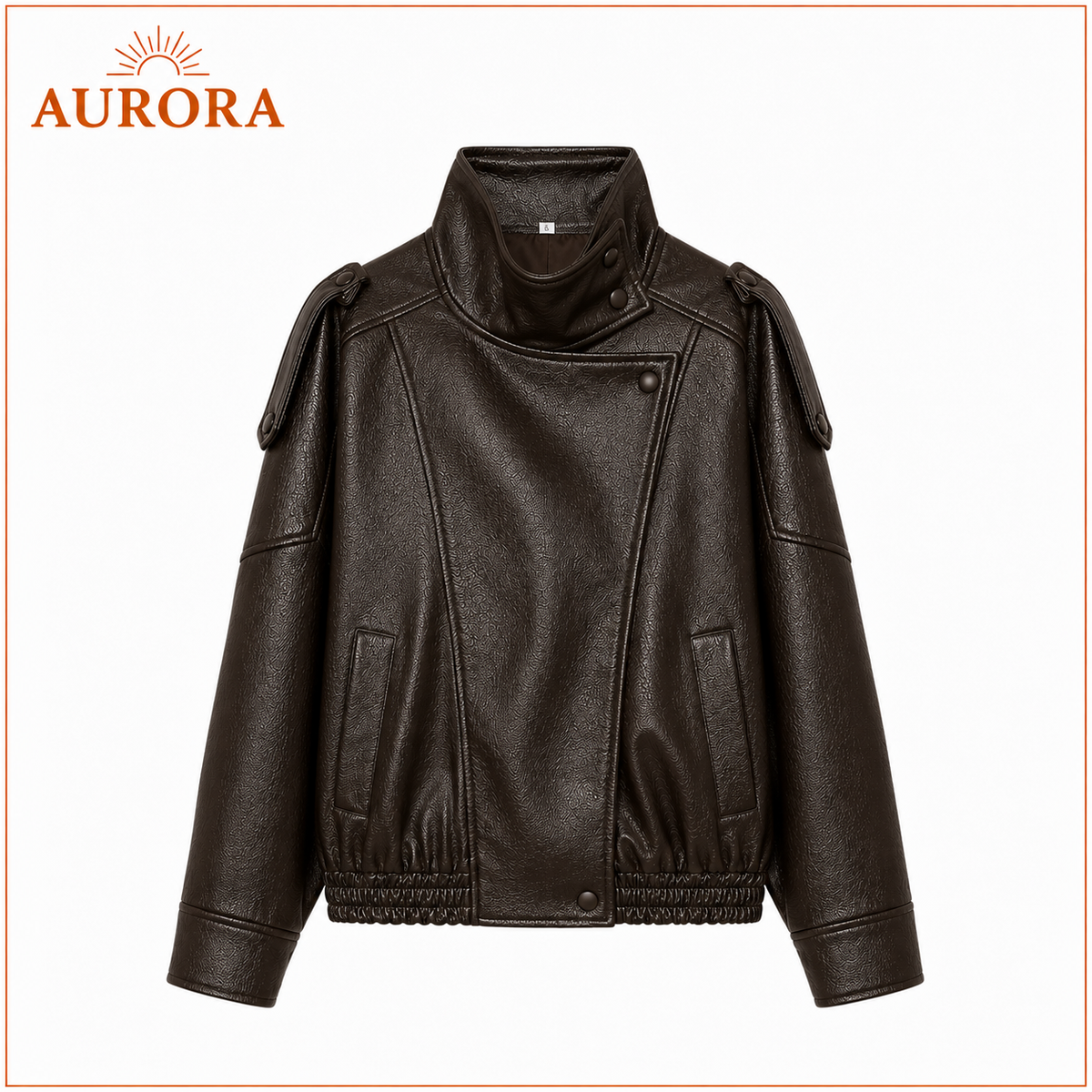 CHAQUETA BOMBER CUERINA MANGA LARGA AURORA BURDEO
