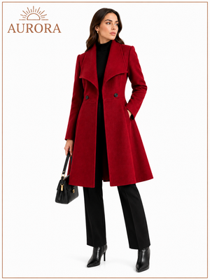 CHALECO ABRIGO DE LANA ELEGANTE AURORA ROJO