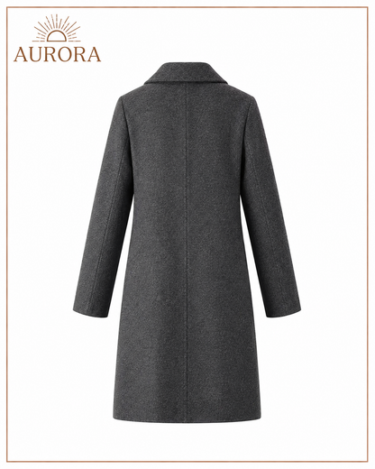ABRIGO CORTE V CLASICO LARGO AURORA GRIS