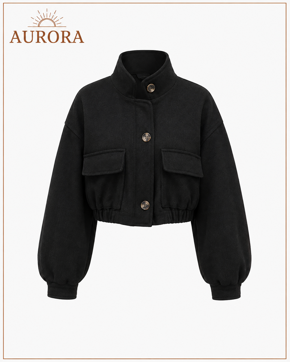 CHAQUETA CORTA CUELLO ALTO AURORA GRIS
