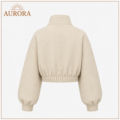 CHAQUETA CORTA CUELLO ALTO AURORA BEIGE