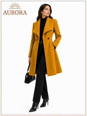 CHALECO ABRIGO DE LANA ELEGANTE AURORA AMARILLO