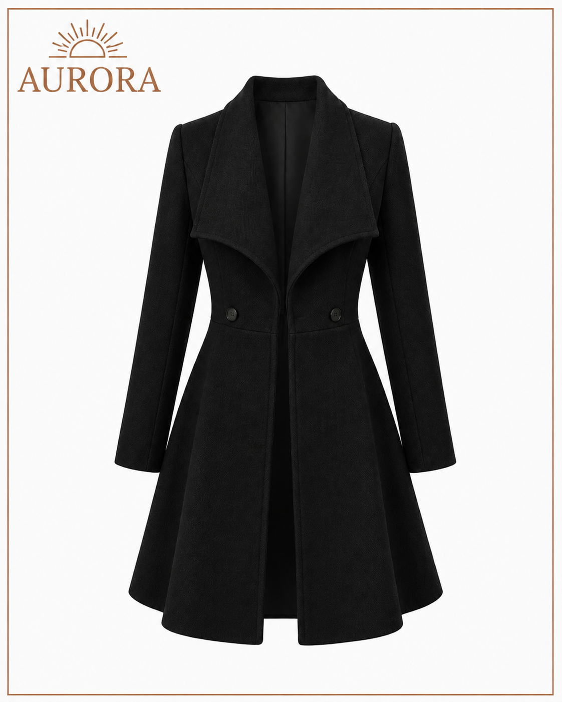 CHALECO ABRIGO DE LANA ELEGANTE AURORA NEGRO