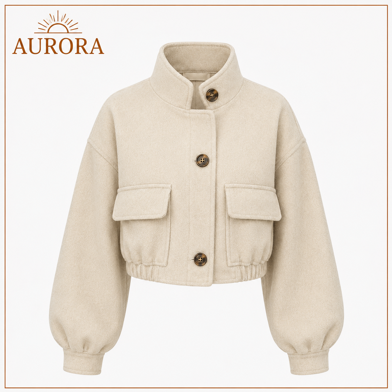 CHAQUETA CORTA CUELLO ALTO AURORA BEIGE